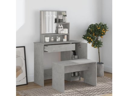 Multidom Sada toaletného stolíka betónová sivá 86,5x35x136 cm