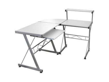 Multidom Rohový počítačový stôl biely 132x112x99 cm spracované drevo