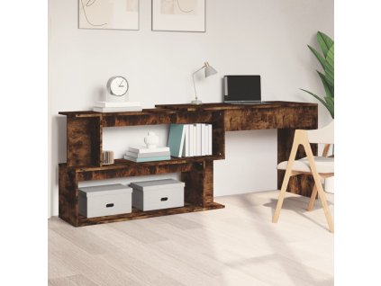 Multidom Rohový stôl dymový dub 200x50x76 cm spracované drevo