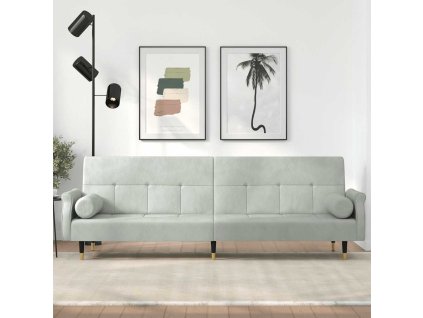 Multidom Rozkladacia pohovka s vankúšmi bledosivá zamat