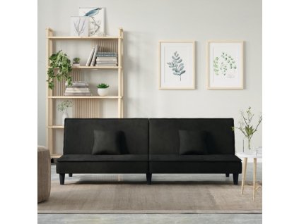 Multidom Rozkladacia pohovka čierna zamat