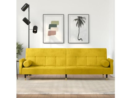 Multidom Rozkladacia pohovka s vankúšmi žltá zamat