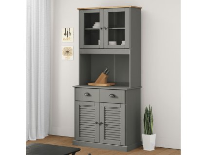 Multidom Vysoká skrinka VIGO sivá 78x40x175 cm borovicový masív