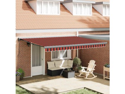 Multidom Zaťahovacia markíza oranžová a hnedá 4,5x3 m látka a hliník