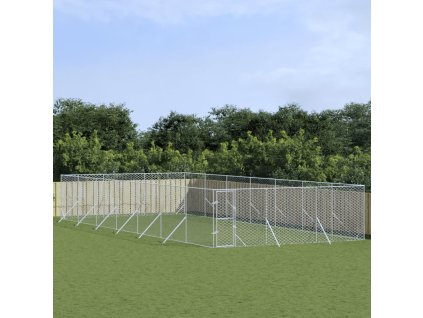 Multidom Vonkajší koterec pre psov strieborný 6x14x2 m pozinkovaná oceľ