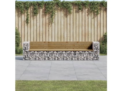 Multidom Záhradná lavica gabiónový dizajn 287x71x65,5cm impreg. borovica