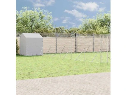 Multidom Vonkajší koterec pre psov so strechou striebor. 12x12x2,5m oceľ