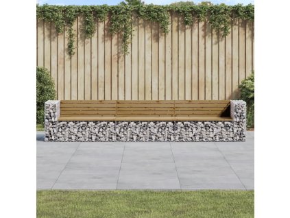 Multidom Záhradná lavica gabiónový dizajn 347x71x65,5cm impreg. borovica