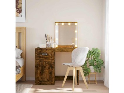 Multidom Toaletný stolík s LED svetlami dymový dub 90x42x132,5 cm