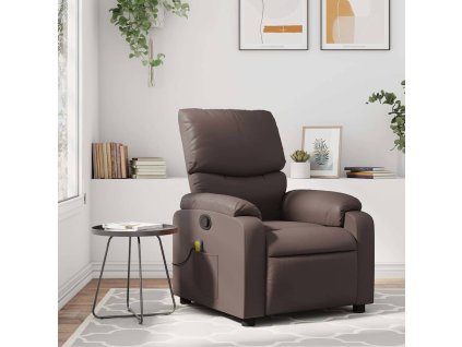 Multidom Sklápacie masážne kreslo hnedé umelá koža