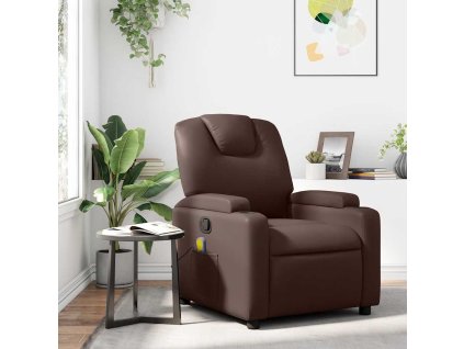 Multidom Sklápacie masážne kreslo hnedé umelá koža