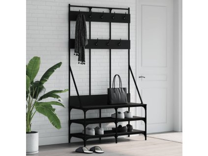 Multidom Vešiak na šaty s botníkom čierny 100x40x184 cm