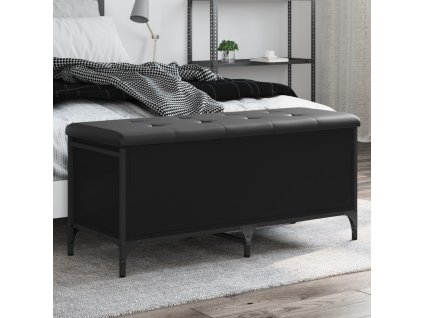 Multidom Úložná lavička čierna 102x42x45 cm kompozitné drevo