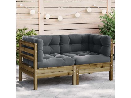 Multidom Záhradná rohová pohovka s podložkami 2 ks impregnovaná borovica