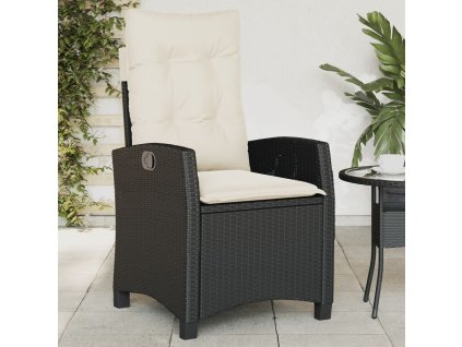 Multidom Sklápacia záhradná stolička s vankúšmi čierna polyratan