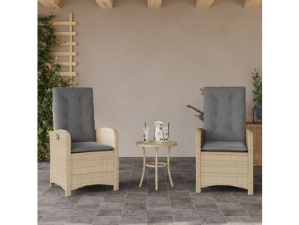 Multidom Sklápacie záhradné kreslá 2 ks a podložky mix béžovej polyratan