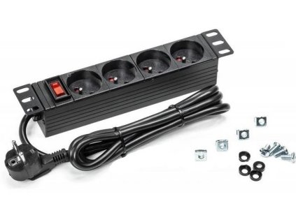 Napájacia lišta do racku NEKU 22.5092 10" panel 1U, 4 zásuvky, vypínač, 1,8m