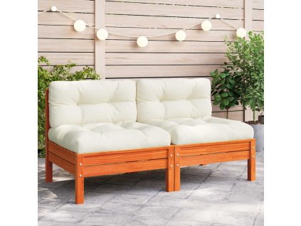 Multidom Záhr.pohovka bez podrúčok s vankúšmi vosková hnedá mas.borovica