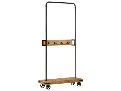 Multidom Vešiak na oblečenie s kolieskami 90x35x190 cm mango a železo