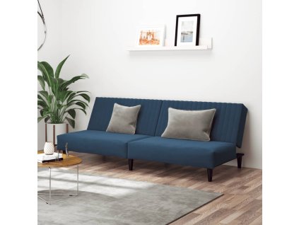 Multidom 2-miestna rozkladacia pohovka, modrá, zamat