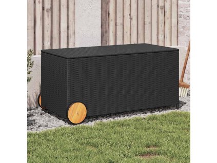 Multidom Záhradný úložný box s kolieskami čierny 190 l polyratan