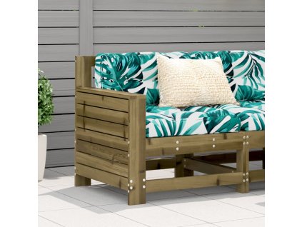 Multidom Záhradná pohovka s opierkou ruky a vankúšom impregnov. borovica