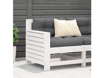 Multidom Záhr. pohovka s opierkou ruky a vankúšom biela borovicový masív