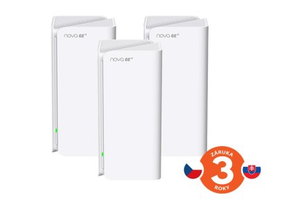 Tenda Nova MX21 Pro (3-pack) WiFi6E AXE5700 Mesh Gigabit systém, 9x GLAN/GWAN, WPA3, VPN, CZ app