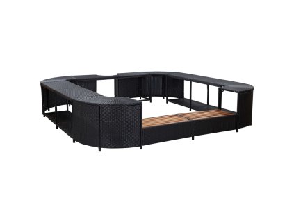 Multidom Štvorcový rám k vírívke, čierny 268x268x55 cm, polyratan