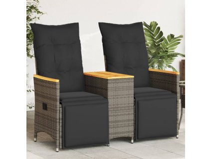 Multidom Sklápacia záhradná pohovka 2-miestna so stolom sivá polyratan