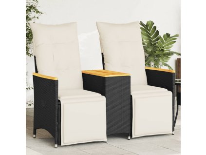 Multidom Sklápacia záhradná pohovka 2-miestna so stolom čierna polyratan