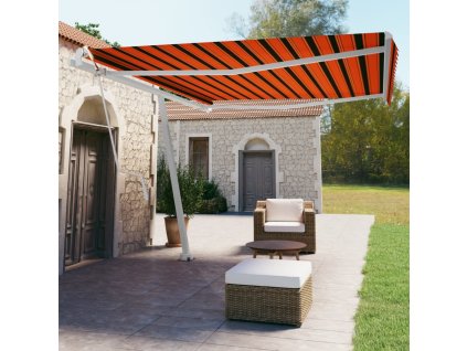 Multidom Samostatne stojaca ručná markíza 450x350 cm oranžovo-hnedá