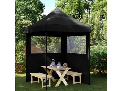 Multidom Skladací pop-up párty stan s 2 bočnými stenami čierny