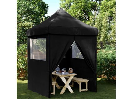 Multidom Skladací pop-up párty stan so 4 bočnými stenami čierny