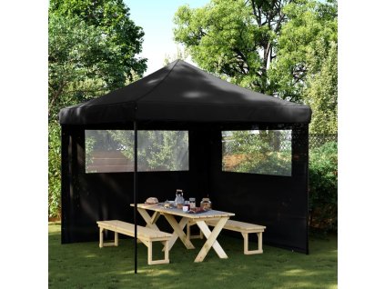 Multidom Skladací pop-up párty stan s 2 bočnými stenami čierny