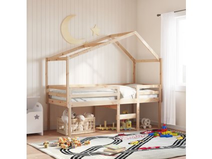 Multidom Vysoká posteľ so strechou 90x190 cm borovicový masív