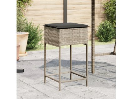 Multidom Záhradné barové stoličky s vankúšmi 2 ks bledosivé polyratan