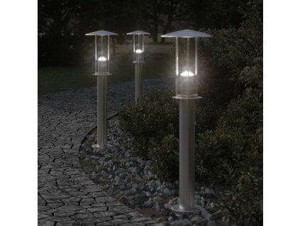 Multidom Vonkajšie stojace lampy 3 ks strieborné 60cm nehrdzavejúca oceľ