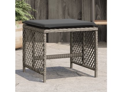 Multidom Záhradné taburetky s vankúšmi 4 ks sivé 41x41x36 cm polyratan