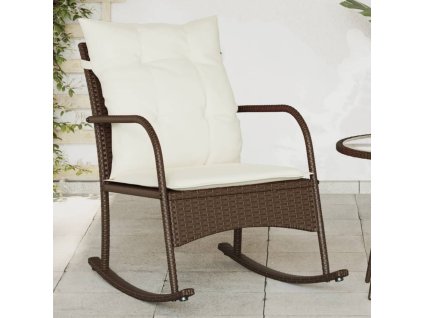 Multidom Záhradné hojdacie kreslo s vankúšmi hnedé polyratan