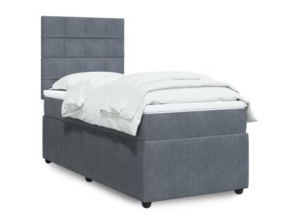 Multidom Posteľný rám boxspring s matracom tmavosivý 80x200 cm zamat