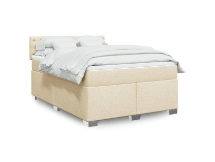 Multidom Posteľný rám boxspring s matracom krémový 140x200 cm látka