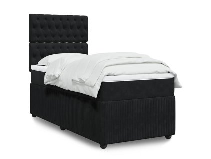 Multidom Posteľný rám boxspring s matracom čierny 100x200 cm zamat