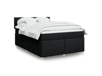 Multidom Posteľný rám boxspring s matracom čierny 160x200 cm látka