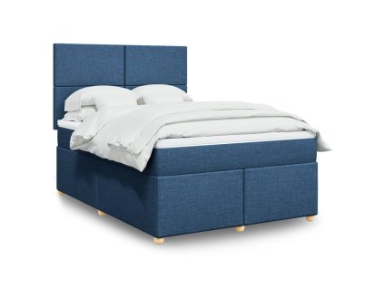 Multidom Posteľný rám boxspring s matracom modrý 160x200 cm látka