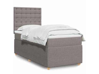 Multidom Posteľný rám boxsping s matracom sivohnedý 90x200 cm látka
