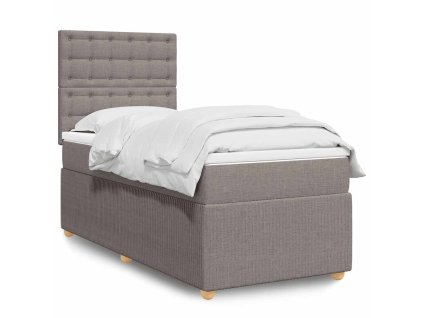 Multidom Posteľný rám boxspring s matracom sivohnedý 90x190 cm látka