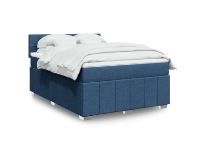 Multidom Posteľný rám boxspring s matracom modrý 140x200 cm látka