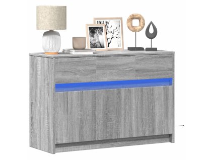 Multidom TV stolík s LED sivý sonoma 91x34x61 cm kompozitné drevo