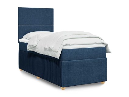 Multidom Posteľný rám boxspring s matracom modrý 90x190 cm látka